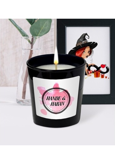 Kişiye Özel Siyah Cam Kasede Kokulu Mum (Model 3)