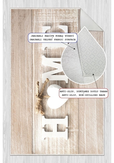 Dijital Baskılı Dekoratif Kaymaz Taban Yıkanabilir Kalp Desenli Halı Mutfak Halısı Yolluk Salon Halısı