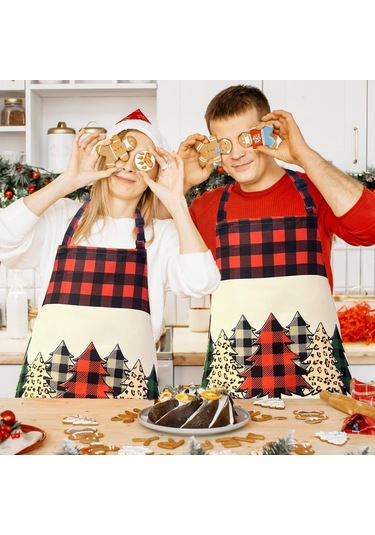 Kadınlar Erkekler İçin Noel Önlükleri Ayarlanabilir Su Geçirmez Tatil Mutfağı Bej, Yetişkin Diğer