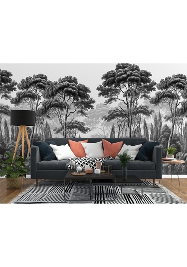 Çizim Orman Ağaçlar Duvar Kağıdı