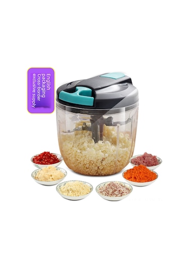 Youmex Manuel Sarımsak Dilimleyici, Biber Ve Soğan Ezici - 900ml Büyük Hacimli, 5 Bıçaklı Ve Karıştırıcıyla Donatılmış, Sürekli Kullanım Dayanıklı Mutfak Aleti Gri Gri