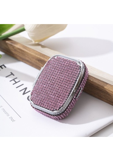 Hd Aynalı Katlanabilir Yapay Elmas İşlemeli Mücevher Kutusu Sevimli Su Geçirmez Mini Hap Kutusu Kawaii Parlak Mühürlü Düzenleyici Seyahat Beyaz,