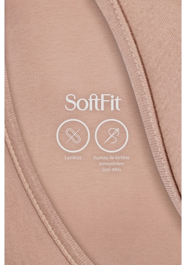 Auw Basic Kadın Derin Yaka Atlet Modal Pamuk 3'lü - Softfit Latte,bitter,bronz