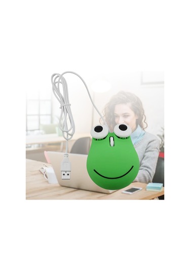 Springsun Yeşil Kurbağa Desenli Kablolu Optik Fare - Ergonomik Tutuş, Hassas Kontrol - Bilgisayar Ve Dizüstü İçin Uyumlu