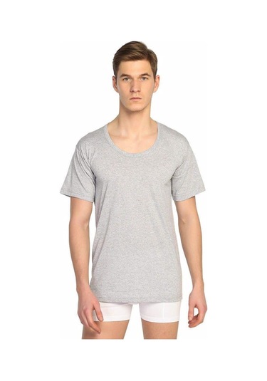 Seher Yıldızı Erkek Renkli Penye Bisiklet Yaka Fanila Atlet 002 - 6 Adet Gri