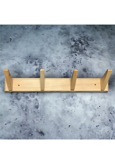Tek-iş Masif Ahşap Portmanto Duvar Askısı Dörtlü 4'lü Ahşap Duvar Askısı Ahşap