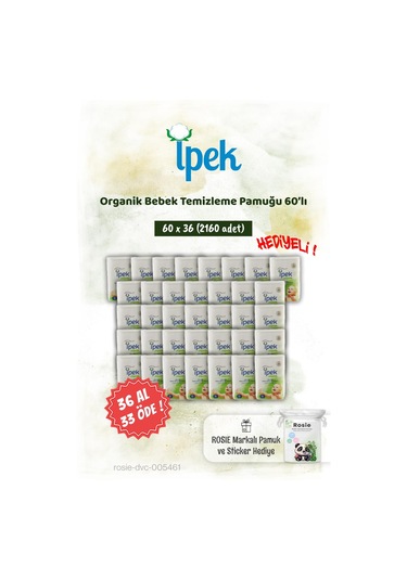 36 Al 33 Öde İpek Organik 60'lı Bebek Temizleme Pamuğu Ve Rosie Pamuk Hediye