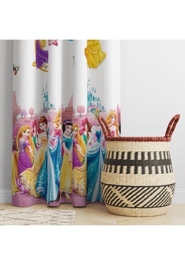 Uzay Gemisi - Gemici Gemi - Balonlu - Elisa Prenses Desenli Renkli Çocuk Odası Fon Perde Çok Renkli