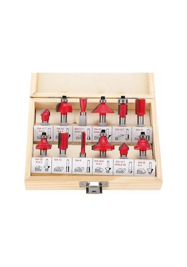 Freze Uç Seti.Takımı.Ahşap Oyma 12 Parça Şaft Mil Çapı 6 Mm