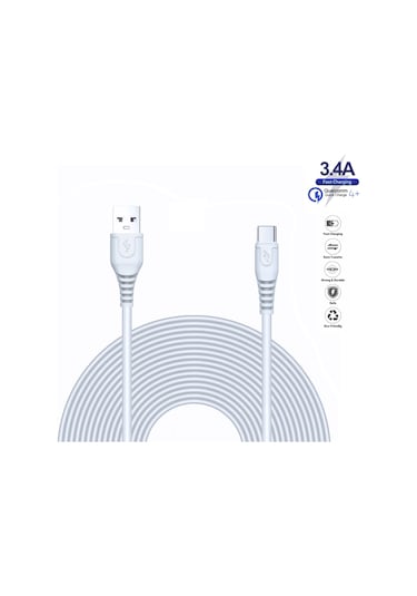 Galaxy S20 Uyumlu 2 Metre 3.4 Amper Ultra Hızlı Type-C Şarj Kablosu -İthalatçı Garantili