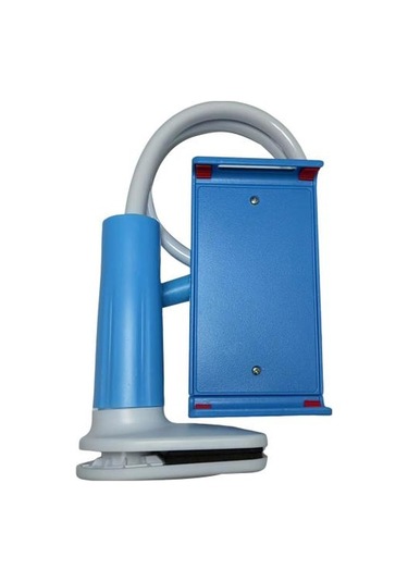 Cep Telefonu Tutucu Dönme 360 Derece Başucu Tablet Desteği Tembel Telefon Braketi Sabit Stand Kelepçe Boyun Yorgunluğu Mavi