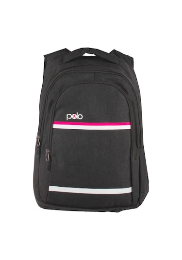 Temel My Polo Sırt Çantası Pembe Beyaz Çizgili Füme 8860 Füme