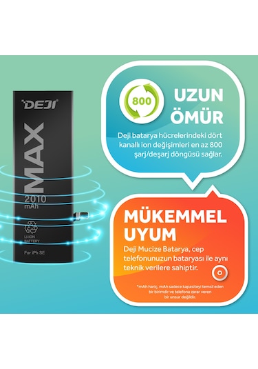 Apple Uyumlu iPhone SE Batarya Mucize Batarya Deji 2010mAh