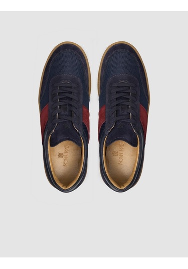 %100 Hakiki Deri Süet Lacivert Kadın Spor Ayakkabı Lacivert