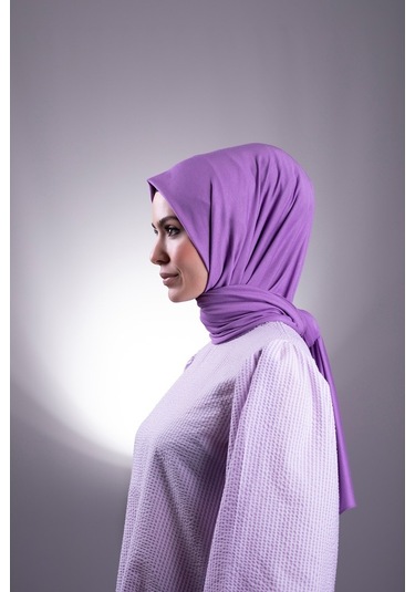 Mor Düz Klasik Şal Viskon Kumaş Likralı Penye 202101_22 Mor