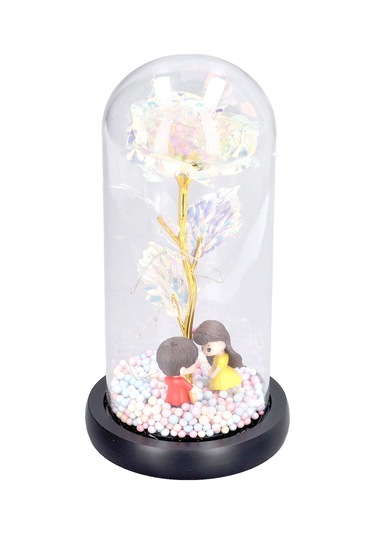 Shineyee Gitar Figürlü Renkli Led Aydınlatmalı Cam Gül Sabiti - Sevgiliye Hediye, Ev Dekoru, Yatak Odası Gece Lambası Pil Dahil Değil