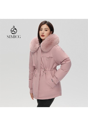 Simicg Kışlık Büyük Beden Kadın Kaban - Pembe