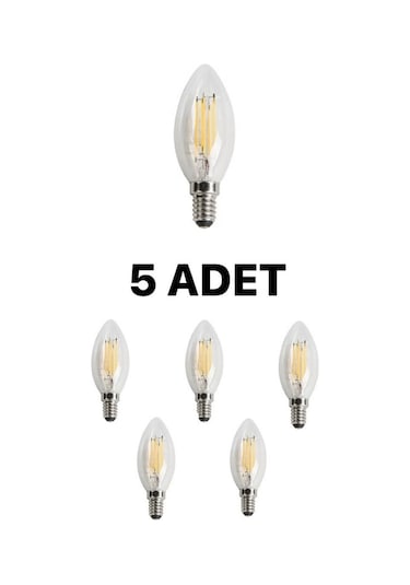 Cata Ct-4063 Edison Led Buji Ampul 7w Günışığı Sarı - 5 Li Paket