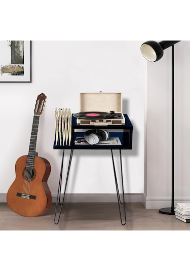 Plak Ve Pikap Sehpası Metal Ayaklı Siyah