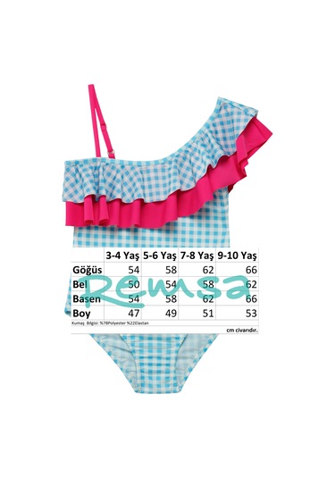 Uv Korumalı Askılı Mayo Kız Çocuk Yüzücü Mayo 5219 Mavi Mavi