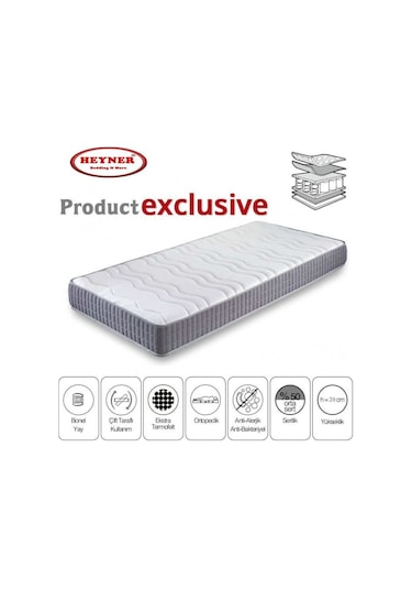 Onlıne-Yatak 80*190 Heyner Ortopedik Yaylı Yatak Gray Coton 80*190
