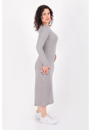 Busem W0011297 Kadın Elbise Gri Melanj