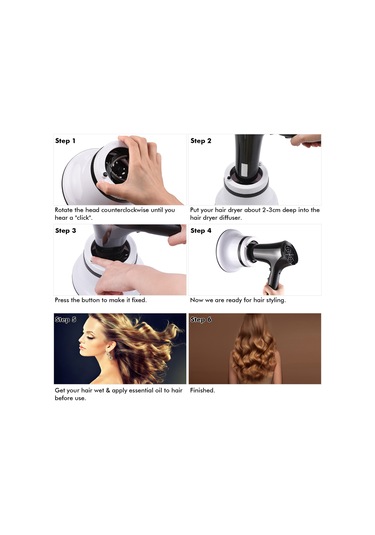 Vkemall Kolay Kullanımlı Saç Kurutma Difüzörü - Silikon Tabanlı, Çoğu Föne Uyumlu, Beyaz Renk