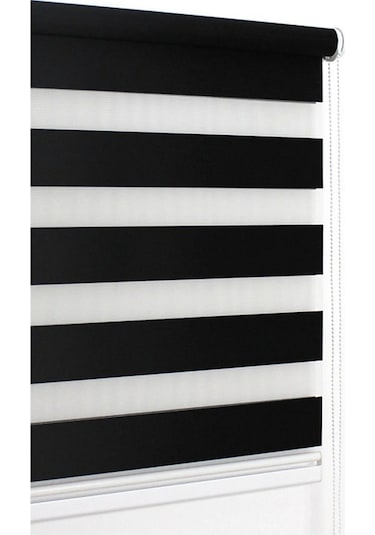 Ithal Kalın Siyah Zebra Stor Güneşlik Perde Etek Düz Alüminyum Kasa Metal Ayak