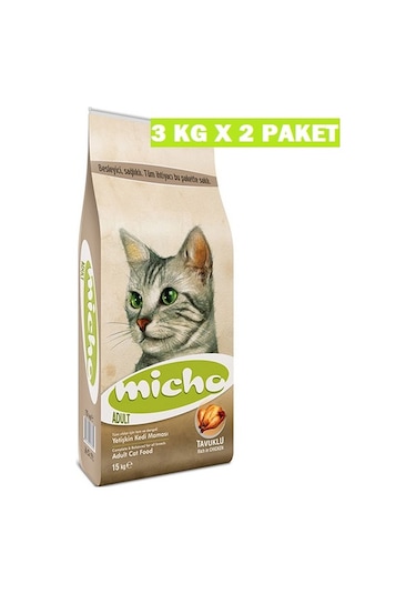 Micho Tavuklu Yetişkin Kedi Maması 2 x 3 KG