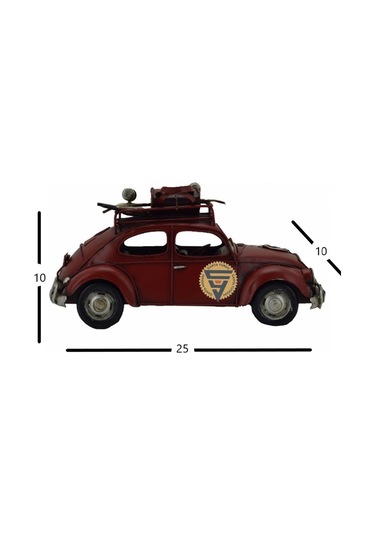 Dekoratif Nostaljik Metal Vosvos Rustik Otomobil Kırmızı
