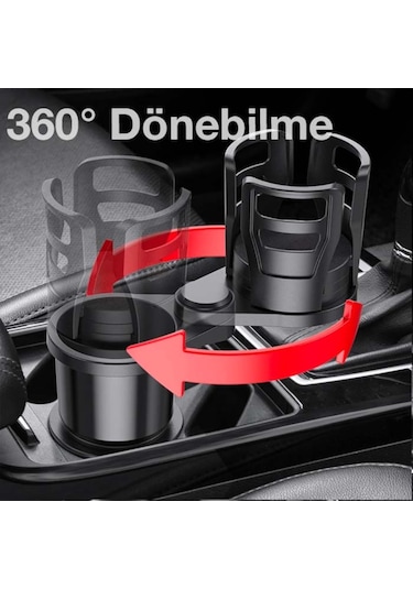 Ally 360° Döndürülebilir Araç Bardaklık 2Li Araç Içecek Tutacağı Siyah (197457222)