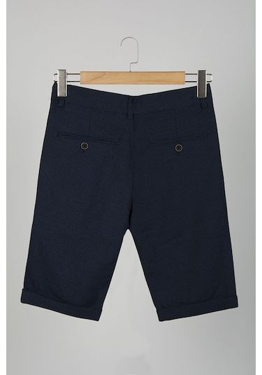 Terapi Men Erkek Koyu Mavi Slim Fit Keten Şort Çokrenkli2