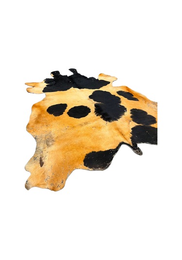 Doğal Renkli Dana Postu Halı - Naturel Halı Post Oranj-siyah