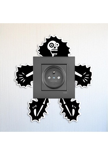 Cajuart Elektrik Çarpılmış İskelet Ahşap Priz Sticker Dekor Süs