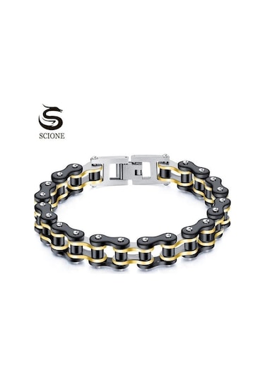 Novahub Altın Luxy Moon Kişiselleştirilmiş Motosiklet Zinciri Rock Tarzı Bisiklet Zinciri Paslanmaz Çelik Bilezik Altın Altın