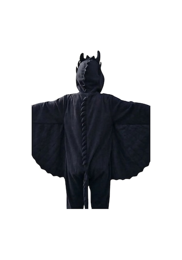 Dişsiz Ejderha Kostümü Siyah Ejderha Pijama Tulum Kostüm