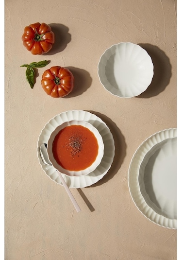 Kütahya Porselen Bone Luz Form 18 Parça 6 Kişilik Yemek Takımı