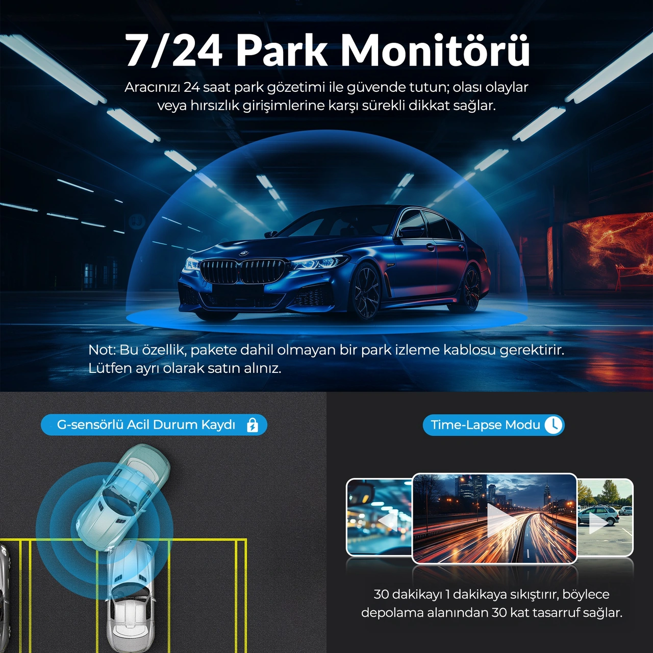 Kawa D6 2k 1440p Wifi Araç Kamerası 145 Geniş Açı Wdr Ön Kamera