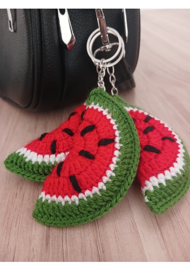 Örgü Amigurumi Karpuz Anahtarlık Kırmızı