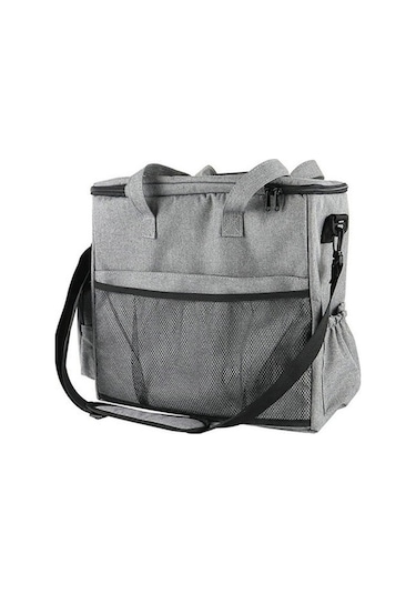 Pazly Skycity Hayvan Çantası - Köpek/kedi Seyahat Seti, 2'li Yemek Kabı + Çok Cepli Gri Gri Gri