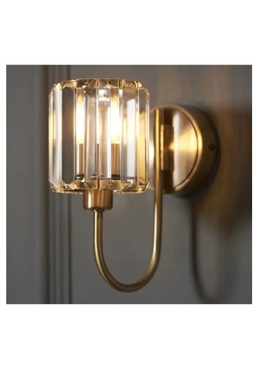 Bohem Aydınlatma Cam Taşlı Gold Duvar Apliği Modern Aplik Gold