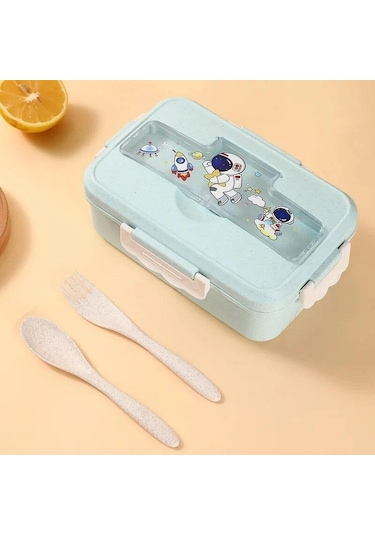 Gümüş Sevimli Öğle Yemeği Kutusu Çocuklar Kız Erkek Bölmeli Bento Öğle Yemeği Kutusu Okul Çocuk Sızdırmaz Çocuk Gıda Aperatif Kutuları Yeni 2023