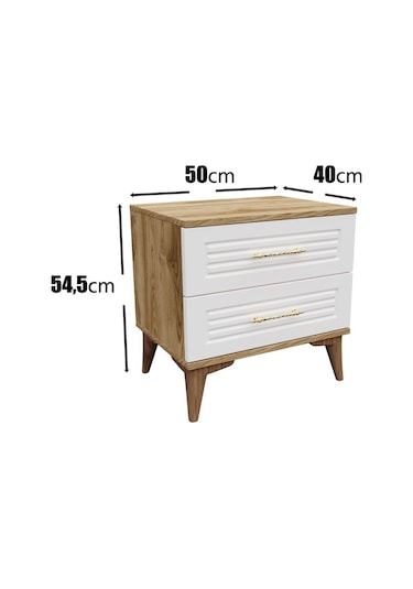 Panjurlu 2 Çekmeceli Komodin Pnj5002 Ekru Ceviz