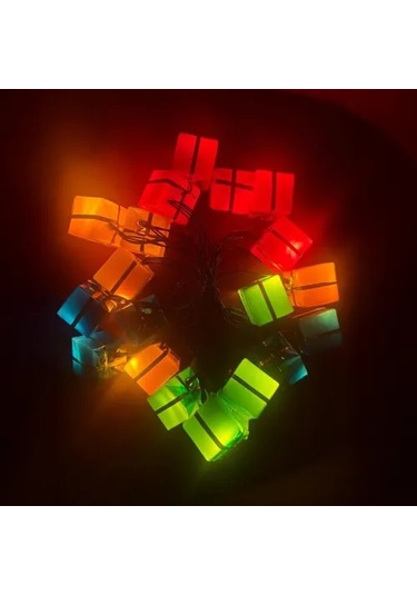 4m 20 Led Pilli Hediye Kutusu Figürlü Lamba Çok Renkli