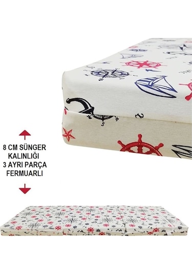 Vip Katlanır Yer Yatağı 8 Cm Kalın Sünger Yatak 80x180x8 Cm-marin