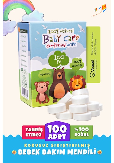 Handytowel Bebek İçin Sıkıştırılmış Tablet Mendili 100 Adet