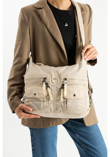 Yumuşak Dokulu Ultra Hafif, Esnek Ve Su Geçirmez Polyamid Kumaş Omuz Ve Sırt Çantası Bej Model: 571-13-14j Bej