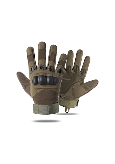 Yeşil Açık Taktik Eldiven Nefes Alabilir Kaymaz Eldiven Şok Tam Parmak Bisiklet Eldiveni