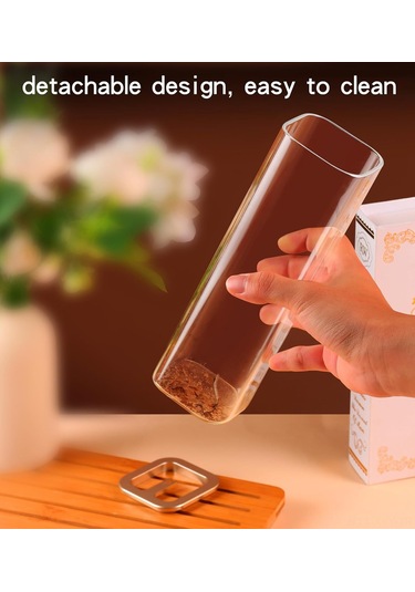 Yaleker Kare Cam Tütsülük Standı, 60x200mm, Modern Ve Şık Tasarım, Kolay Temizlik Şeffaf