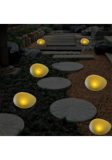 Vkemall Güneş Enerjili Taş Şekilli Bahçe Lambası - Ip55 Su Geçirmez 8 Saat Süreli Isımsı Sarı Işık - Bahçe, Çimen, Yolculuk Dekorasyonu Sarı